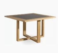 Table de jardin Manutti 152 x 152 en teck et granit taupe, Jardin & Terrasse, Enlèvement ou Envoi, Neuf, Bois