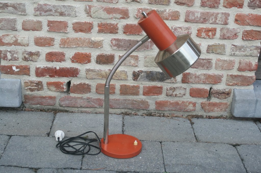 Grande lampe de bureau vintage rétro orange (1960), Avec abat-jour, Vintage, Enlèvement ou Envoi, 52 cm