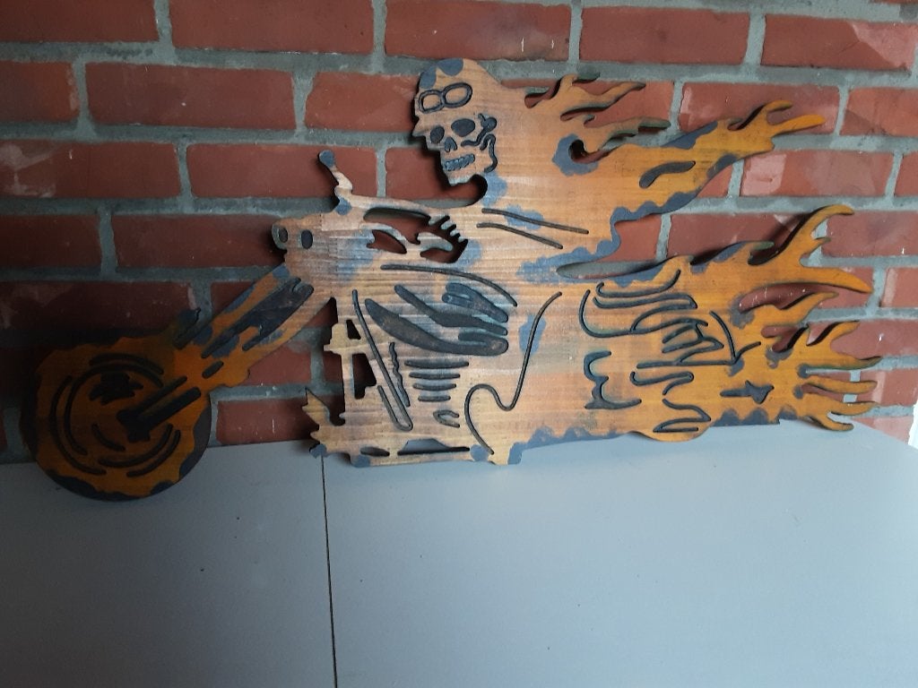 biker in hout, Antiek en Kunst, Ophalen, Hout