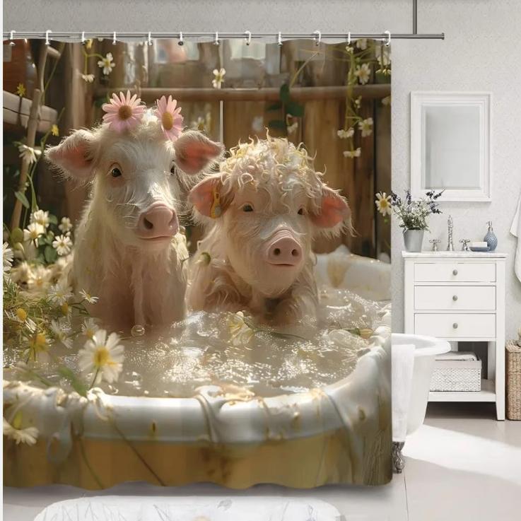 rideaux de douche Animaux de la ferme dans le bain 180x200cm, Enlèvement ou Envoi, Neuf