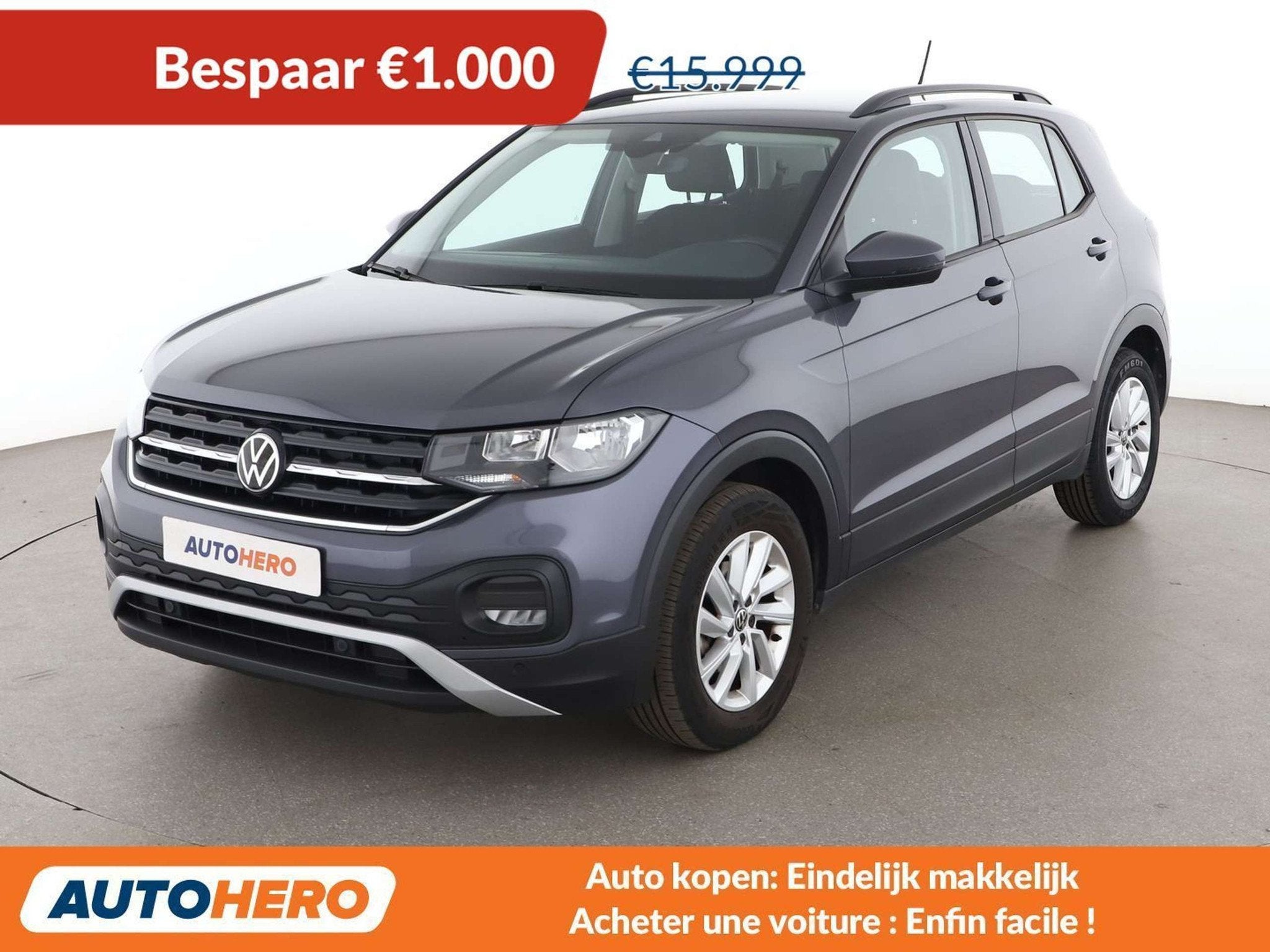 Volkswagen T-Cross 1.0 TSI Life, Autos, Argent ou Gris, Euro 6, Apple Carplay, Noir