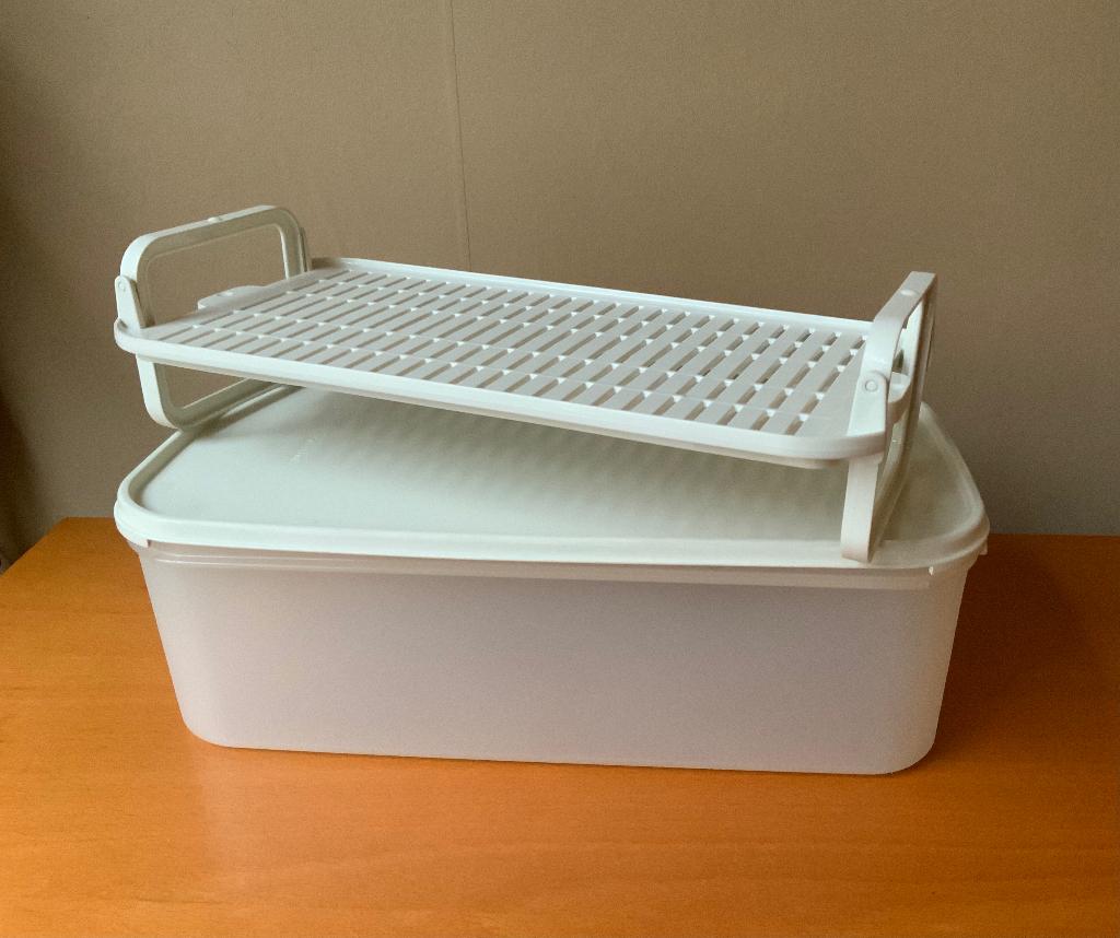 Tupperware poissonnière basse température Made in Belgium, Maison & Meubles, Cuisine| Tupperware, Comme neuf, Boîte, Crème, Blanc