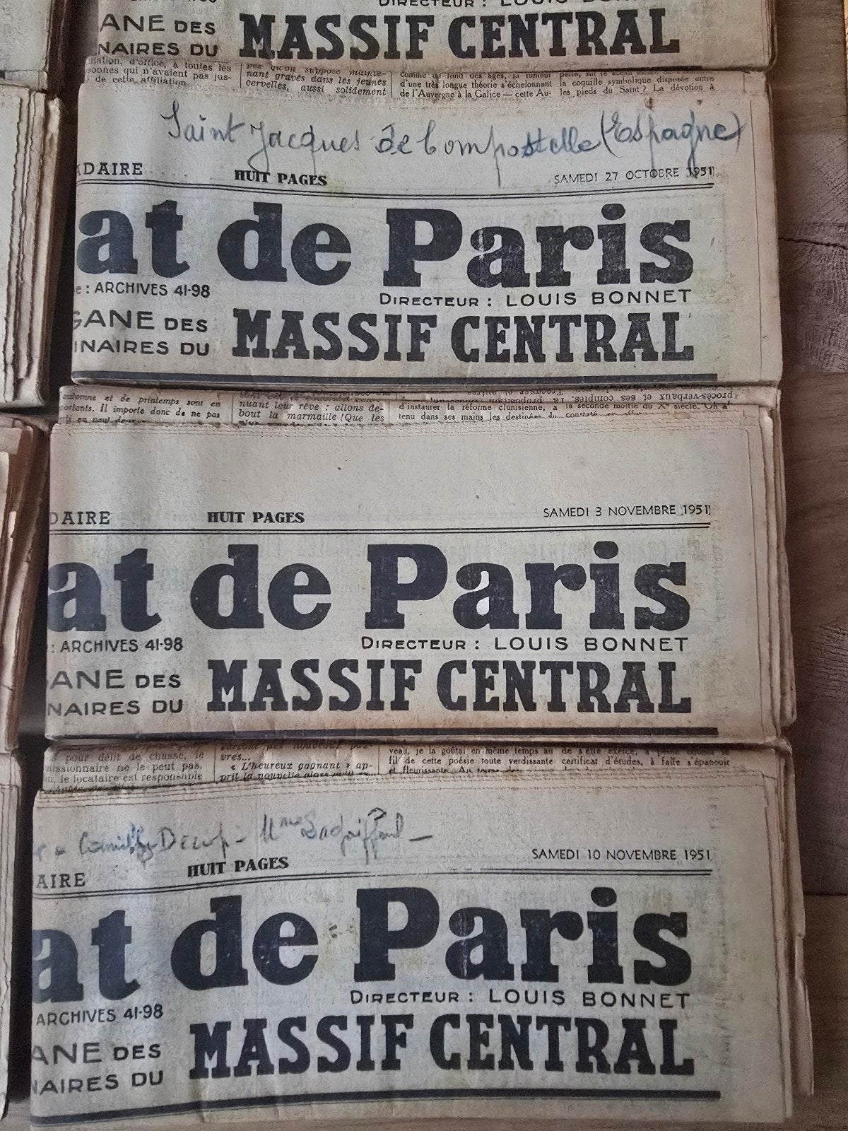 Lot van 14 oude Franse kranten – Massif Central – 1936 & 19, Verzamelen, Ophalen of Verzenden, Krant