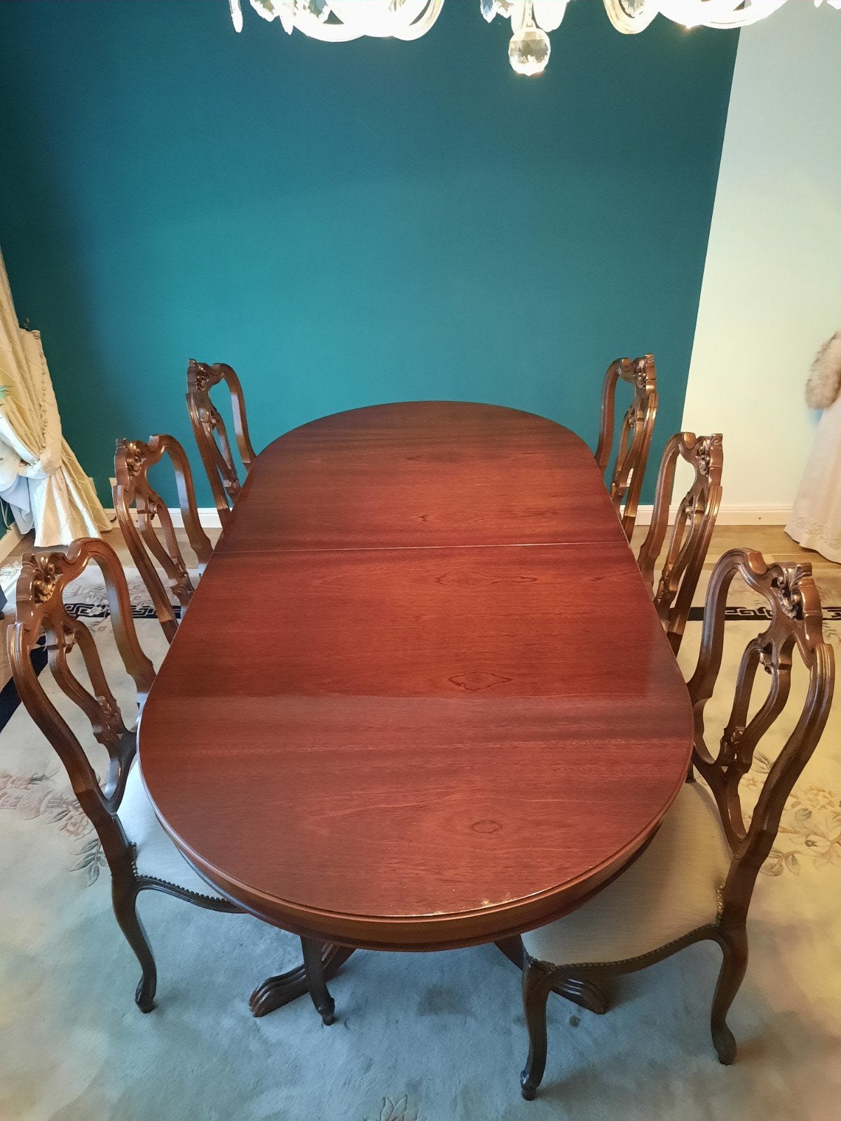 ovale mahonie eettafel, Antiek en Kunst, Ophalen