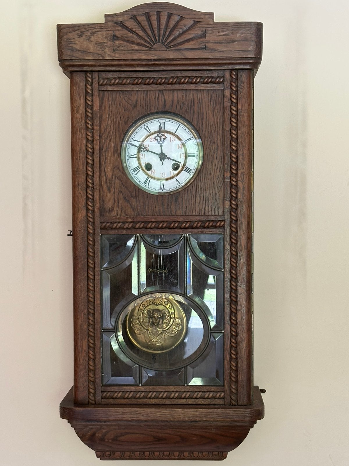 Antieke wandklok met slinger, Antiek en Kunst, Ophalen