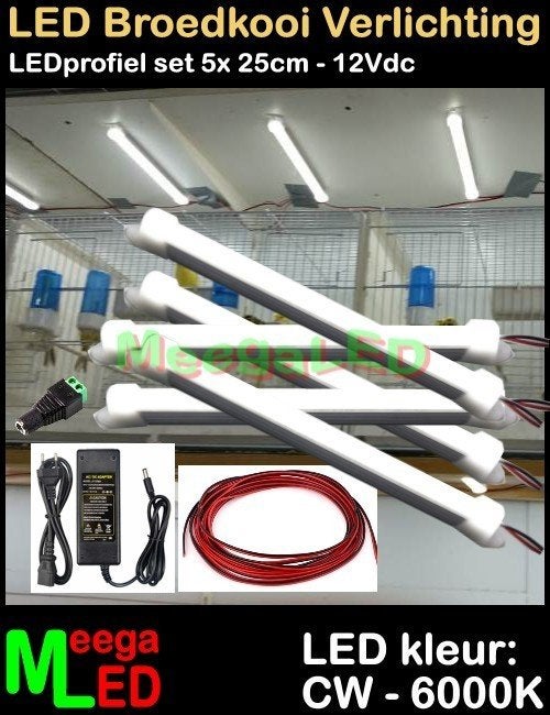 LED profiel strip SET 5x 25cm Kweekkooi Broedkooi Vogelkooi, Ophalen of Verzenden, Nieuw, Aluminium, Broedkooi of Kweekkooi