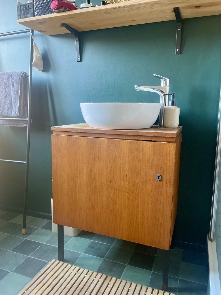 Meuble de salle de bain vintage avec lavabo rond intégré, 25 à 50 cm, Moins de 100 cm, Meuble lavabo, Enlèvement