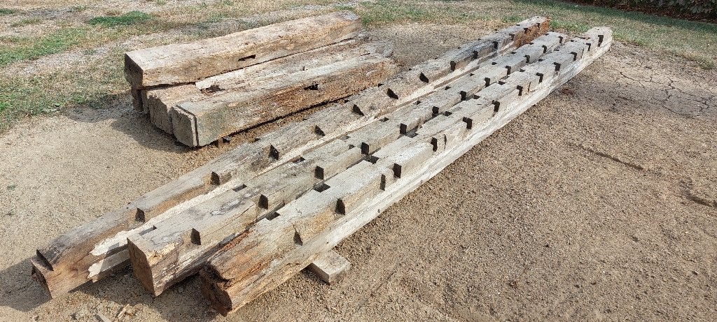 Poutres en chêne authentiques, Enlèvement, Utilisé, 250 cm ou plus, Poutres