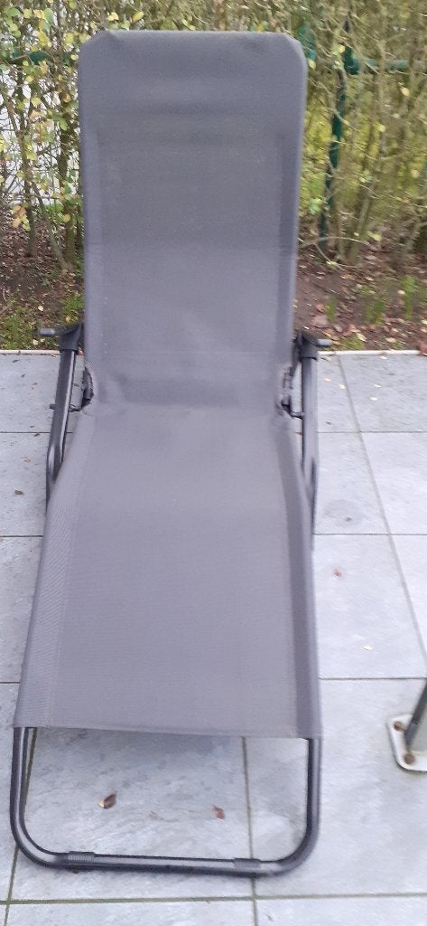 Plooibare ligzetel met kussen, Jardin & Terrasse, Chaises longues, Enlèvement, Comme neuf, Métal, Pliant