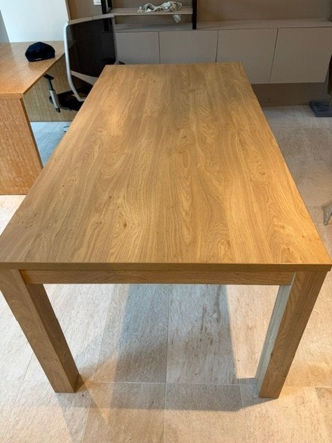 stevige eettafel in eiken fineer - 180x90cm, Ophalen, Eikenhout, 50 tot 100 cm, Zo goed als nieuw