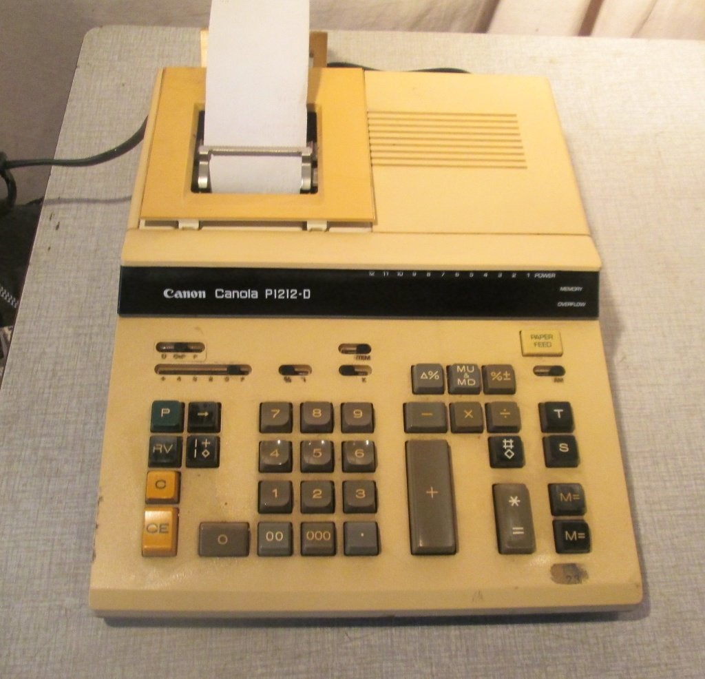 Calculatrice électrique rétro avec rouleau de papier - Canon, Divers, Calculatrices, Enlèvement ou Envoi, Comme neuf