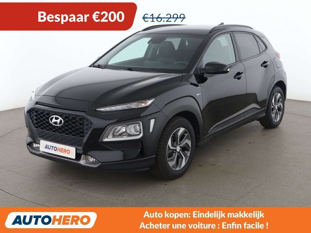 Hyundai KONA 1.6 Hybrid Style 2WD (bj 2020, automaat), Auto's, Stof, Gebruikt, 1580 cc, Zwart