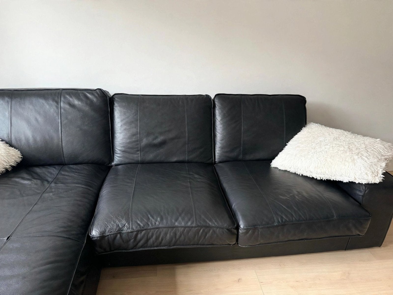 Echte lederen zetel, Huis en Inrichting, Ophalen, 250 tot 300 cm, Gebruikt, 125 tot 150 cm