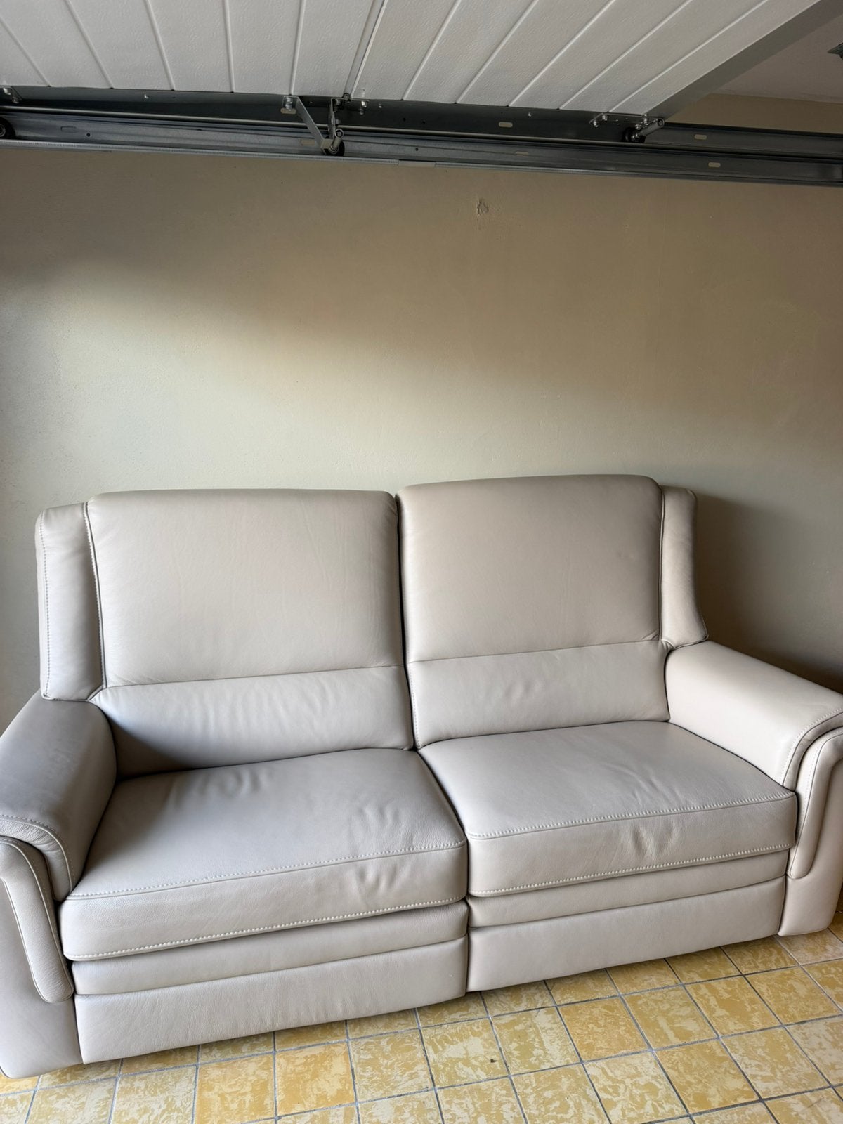 Leren beige zetels, Huis en Inrichting, Ophalen, Zo goed als nieuw, Leer