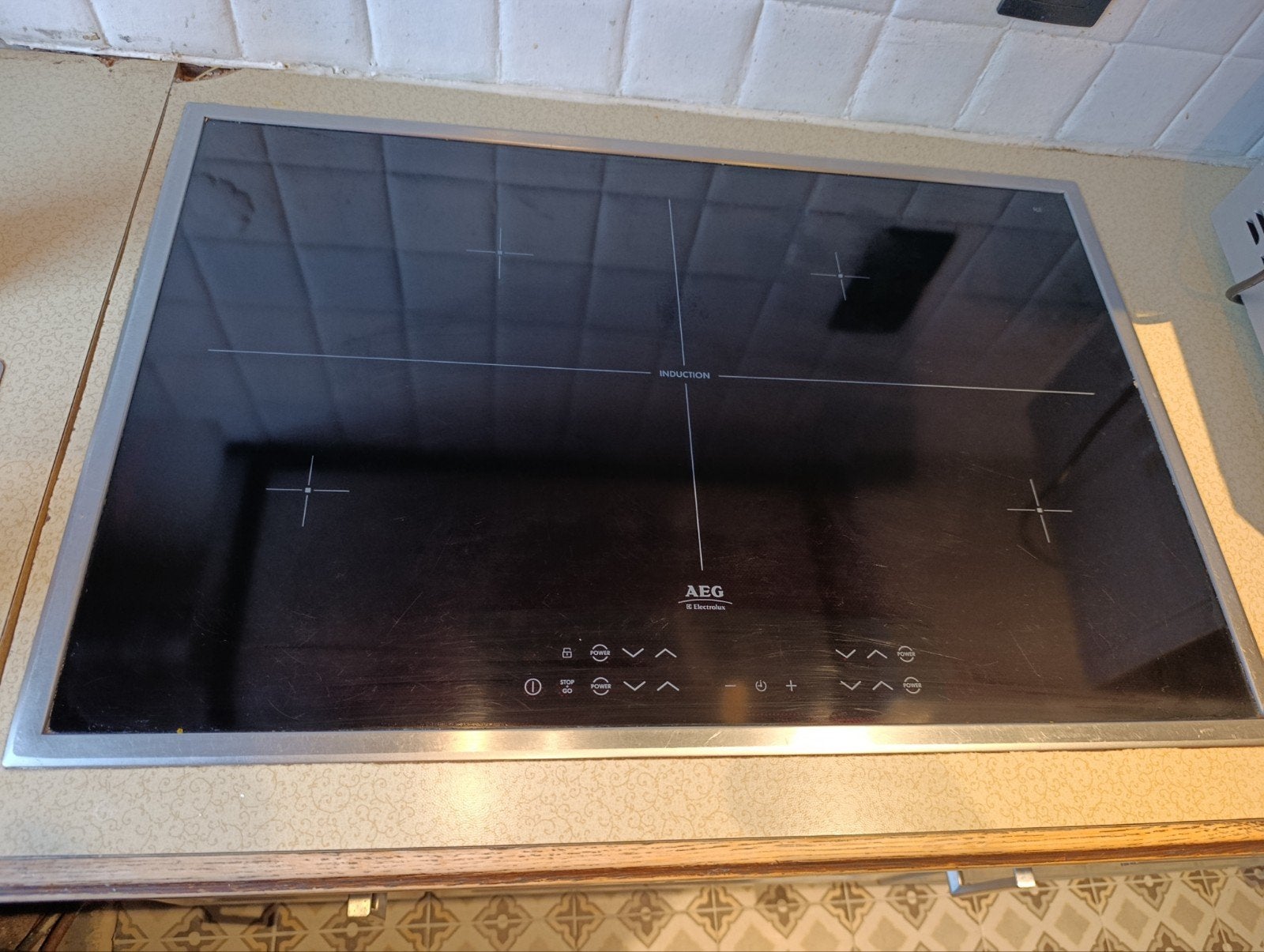 AEG inductie kookplaat 90cm, Elektronische apparatuur, Ophalen, Gebruikt, 4 kookzones, Inbouw