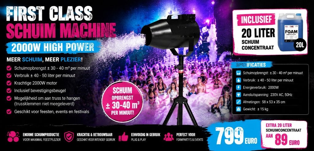 Nouvelle MACHINE À MOUSSE DE PREMIÈRE CLASSE 2000W  ET 20 L, Enlèvement ou Envoi, Neuf, Lumières, Commande sonore