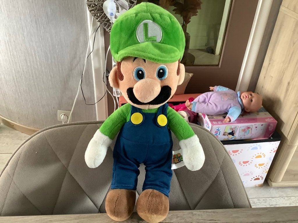 Supermario Luigi pluche character (36 cm) (2021), Overige typen, Ophalen of Verzenden, Zo goed als nieuw, Nintendo