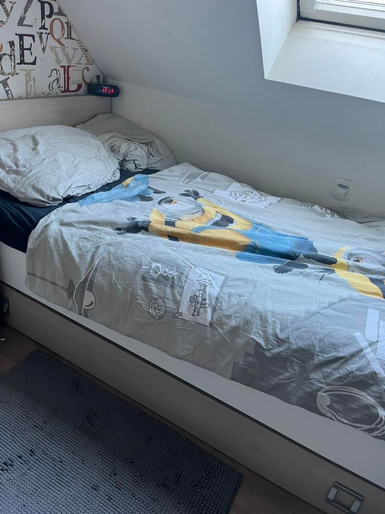 1 persoonsbed + lattenbodem en lade, Ophalen, Gebruikt, 90 cm, Eenpersoons