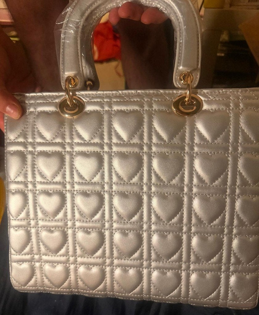 Zilveren handtas met hartjes, Ophalen of Verzenden, Nieuw, Overige kleuren, Handtas