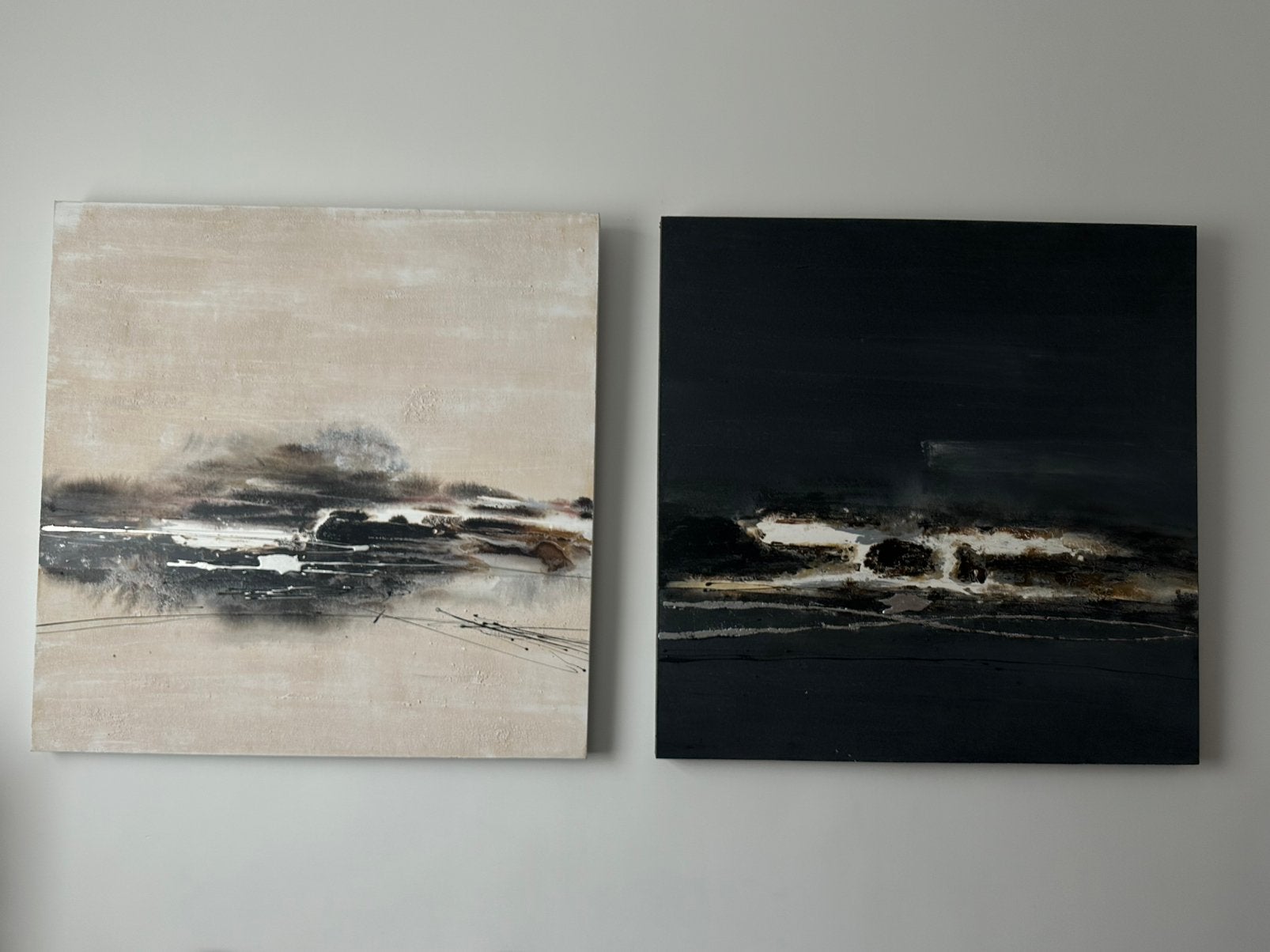 2 tableaux - 120 x 120 cm, Antiquités & Art, Art | Peinture | Moderne, Enlèvement
