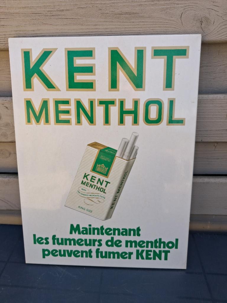 SIGARETTEN  KENT MENTHOL taks 3F jaar 1975, Verzamelen, Merken en Reclamevoorwerpen, Gebruikt, Reclamebord, Ophalen of Verzenden