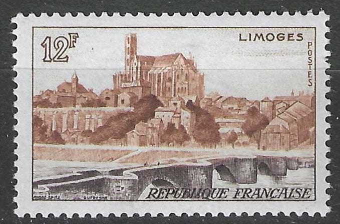 Francia 1955 - Yvert 1019 - Limoges (PF), Envoi, Non oblitéré