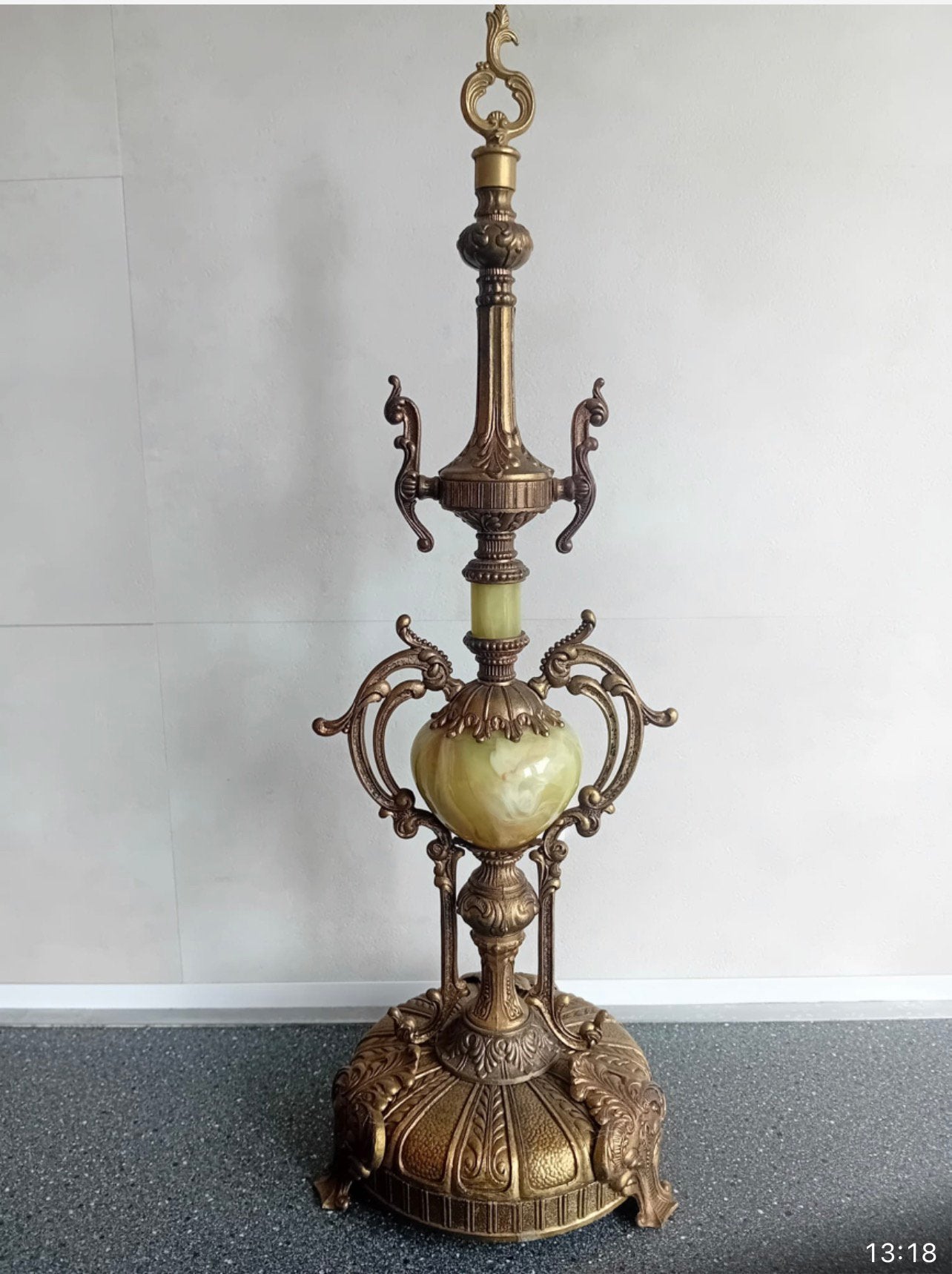 Grote vintage sierornament 66 cm – messing & onyx, Ophalen