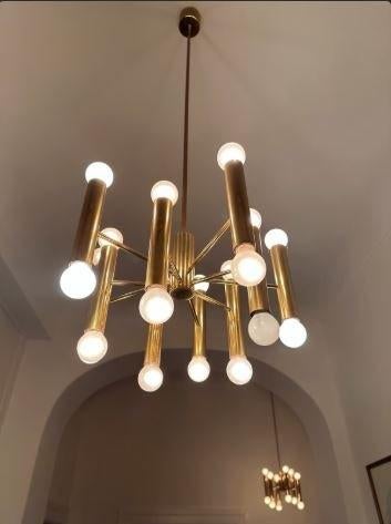 vintage kroonluchter sputnik design Doria 20 lampen, Huis en Inrichting, Ophalen, Zo goed als nieuw, Metaal, Mid-century