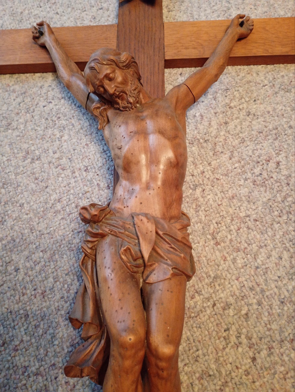 Antiek Houten Corpus Christi, Handgesneden Kruisbeeld, Enlèvement