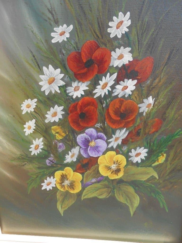 Schilderij Bloemen, Doek, Olieverf, Klassiek, Origineel werk