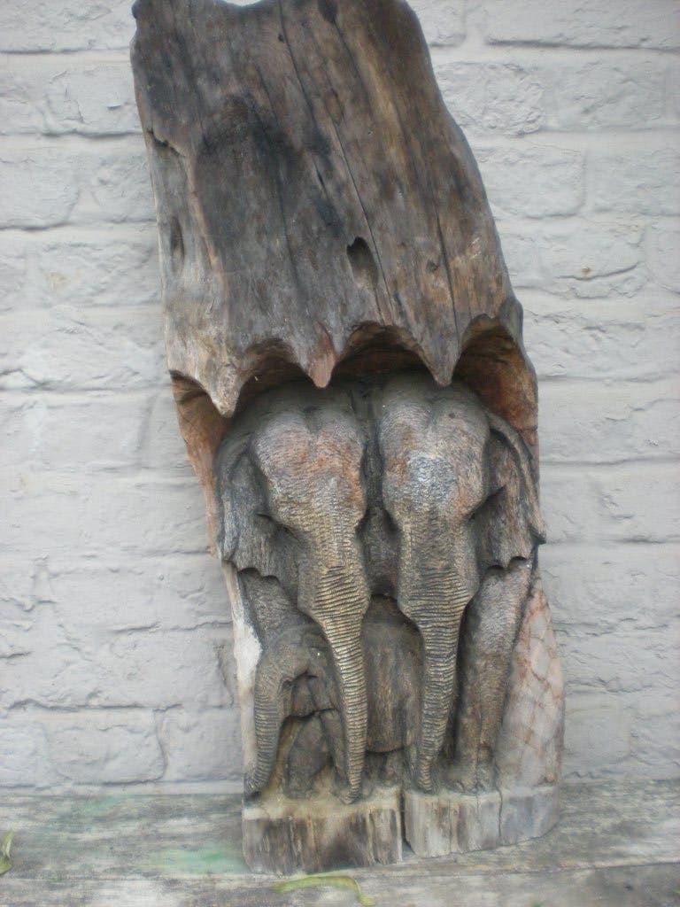 olifanten houten beeld  hoogte 57 cm, Antiek en Kunst, Ophalen, Hout, Beeld