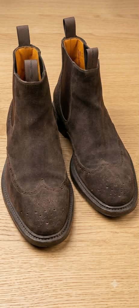 Bottines Chelsea Santoni Kalamaboot en Daim Marron - T. 9.5, Enlèvement ou Envoi