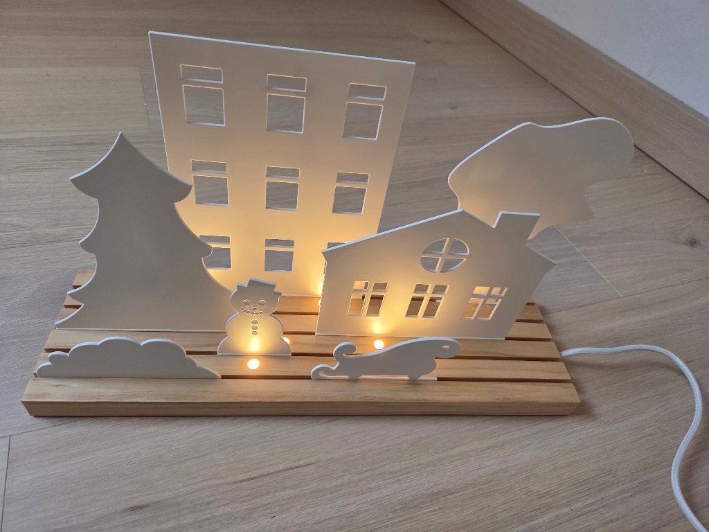 Houten kerstdecoratie met verlichting – winterdorpje, Diversen, Kerst, Ophalen, Nieuw