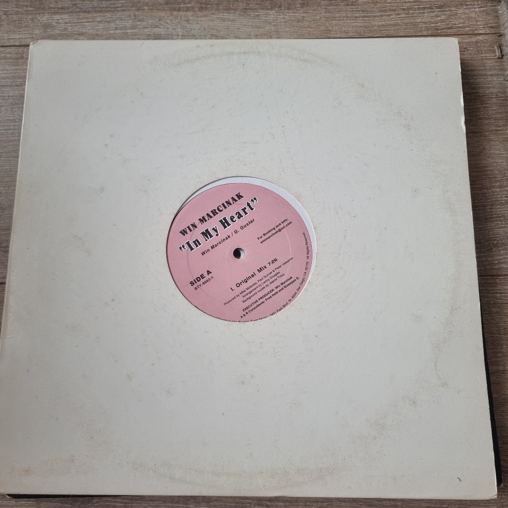 12" Win Marcinak – In My Heart, CD & DVD, Vinyles Singles, Enlèvement ou Envoi, Utilisé, 12 pouces, Dance et House
