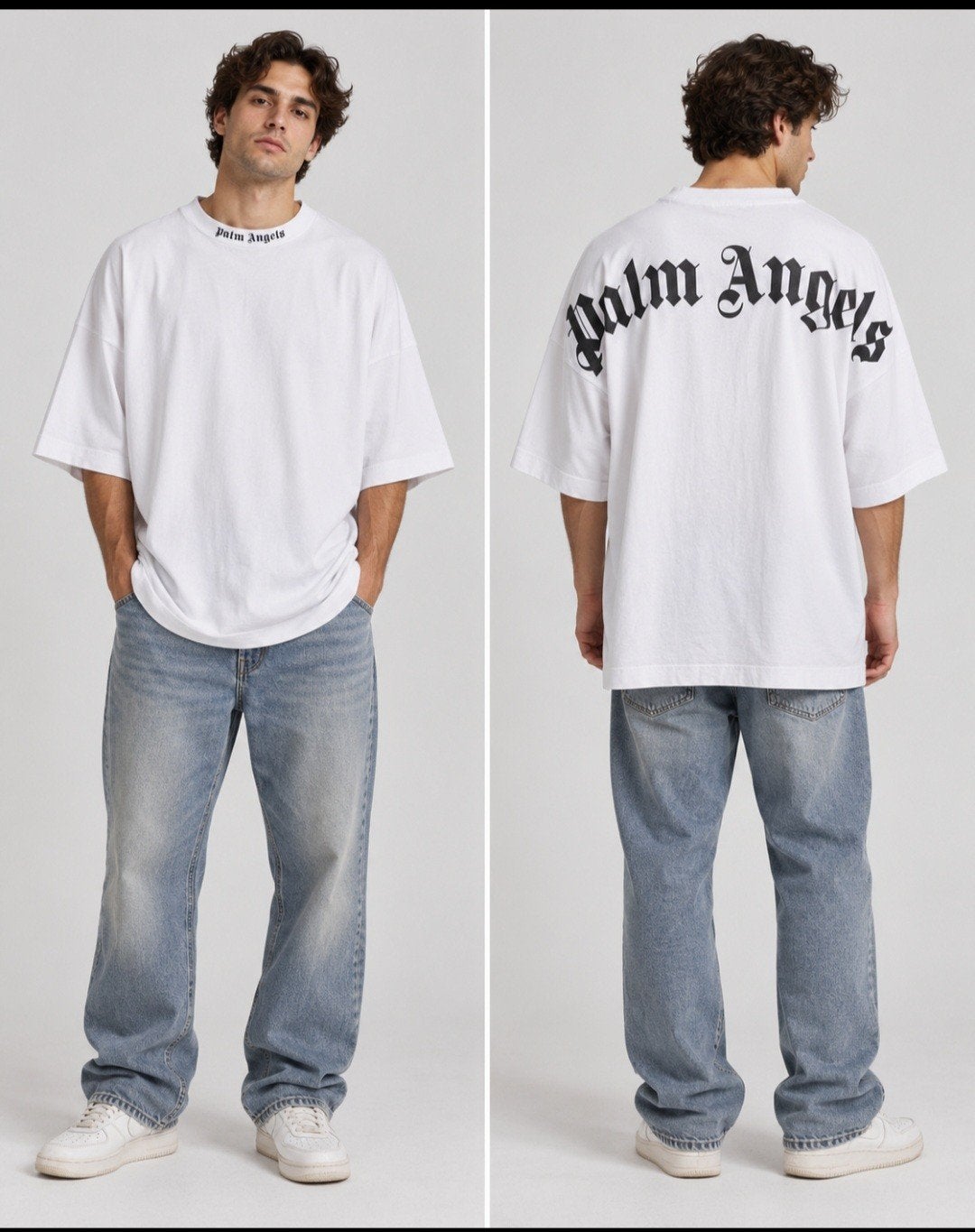 T-shirt surdimensionné Palm Angels taille M en parfait état, Enlèvement ou Envoi, Palm angels, Comme neuf, Blanc