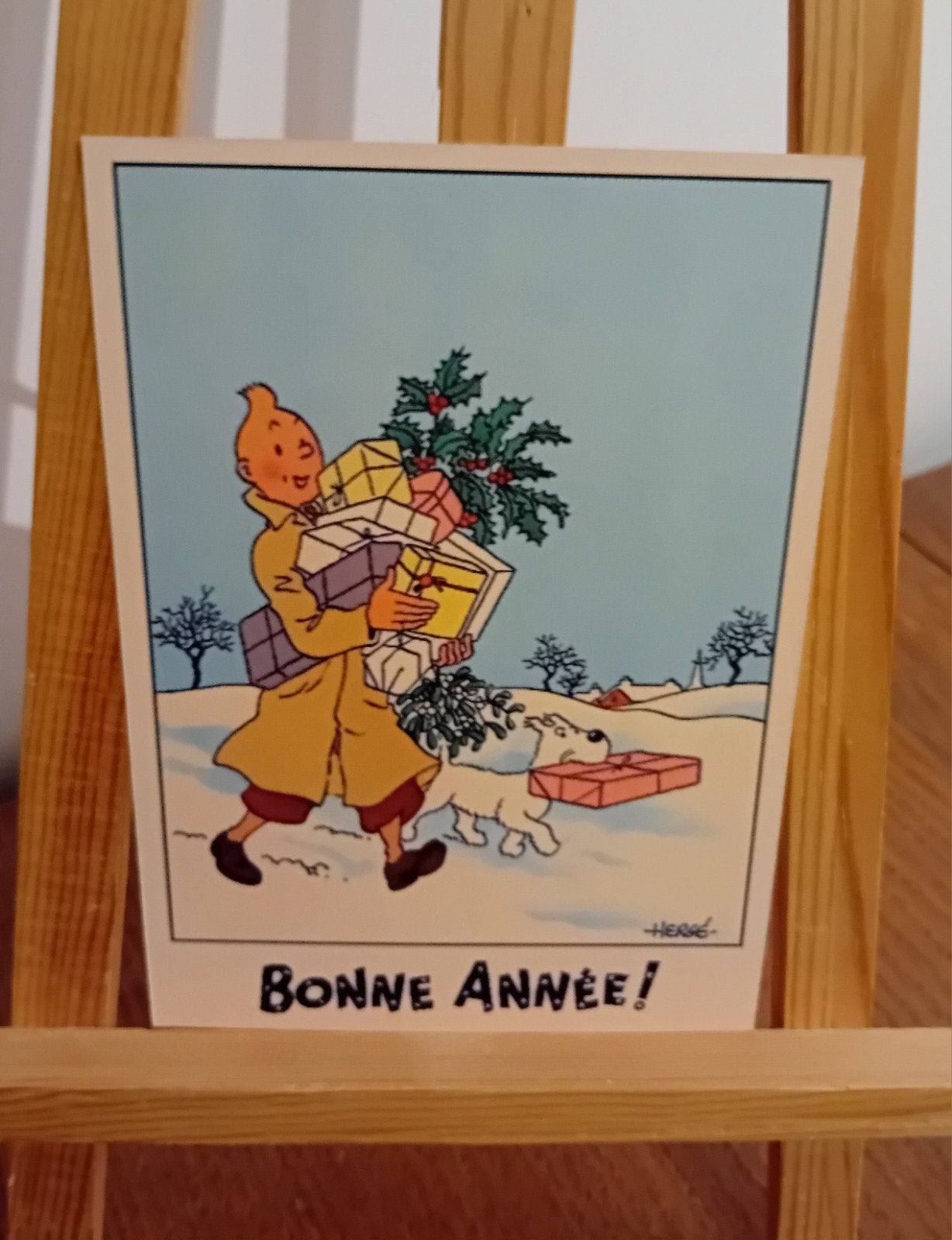 Tintin 023: prachtige kaart genaamd „sneeuw”, heruitgegeven, Verzenden, Kuifje, Zo goed als nieuw, Plaatje, Poster of Sticker