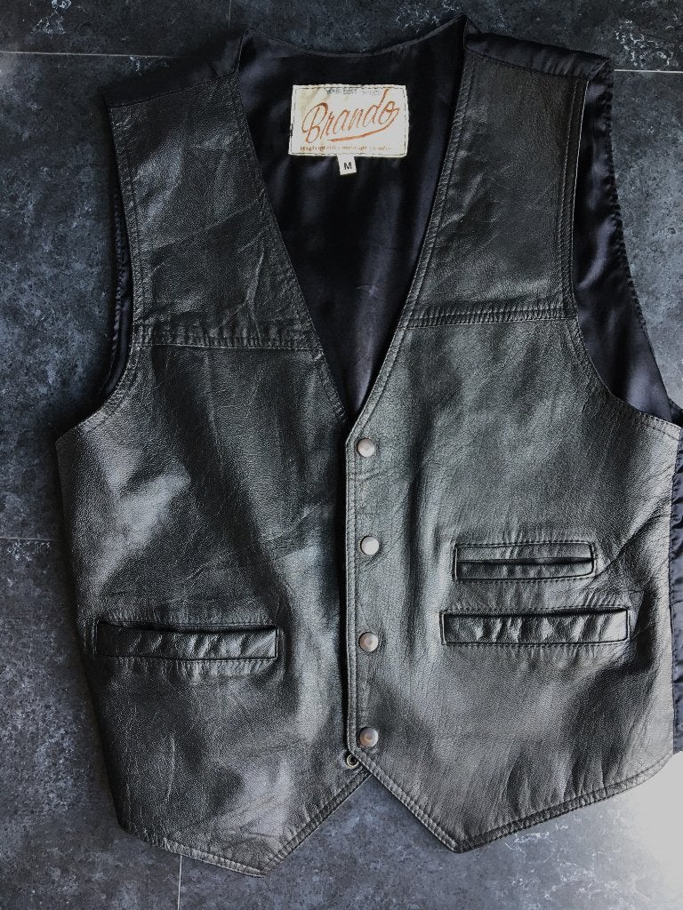 Lederen Gilet maat Medium, Ophalen of Verzenden, Zo goed als nieuw, Zwart