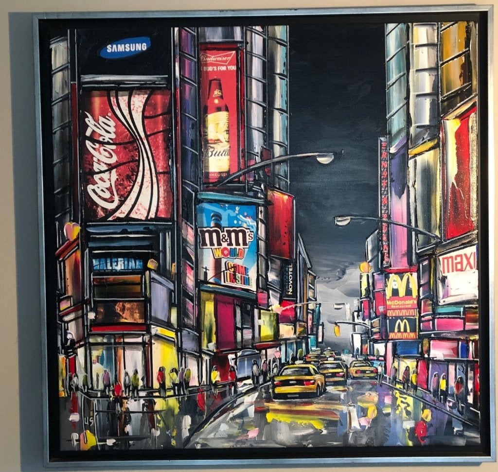 New York - Céline Lust, Antiek en Kunst, Ophalen, Echtheidscertificaat, Gemengde techniek, Stadsgezicht