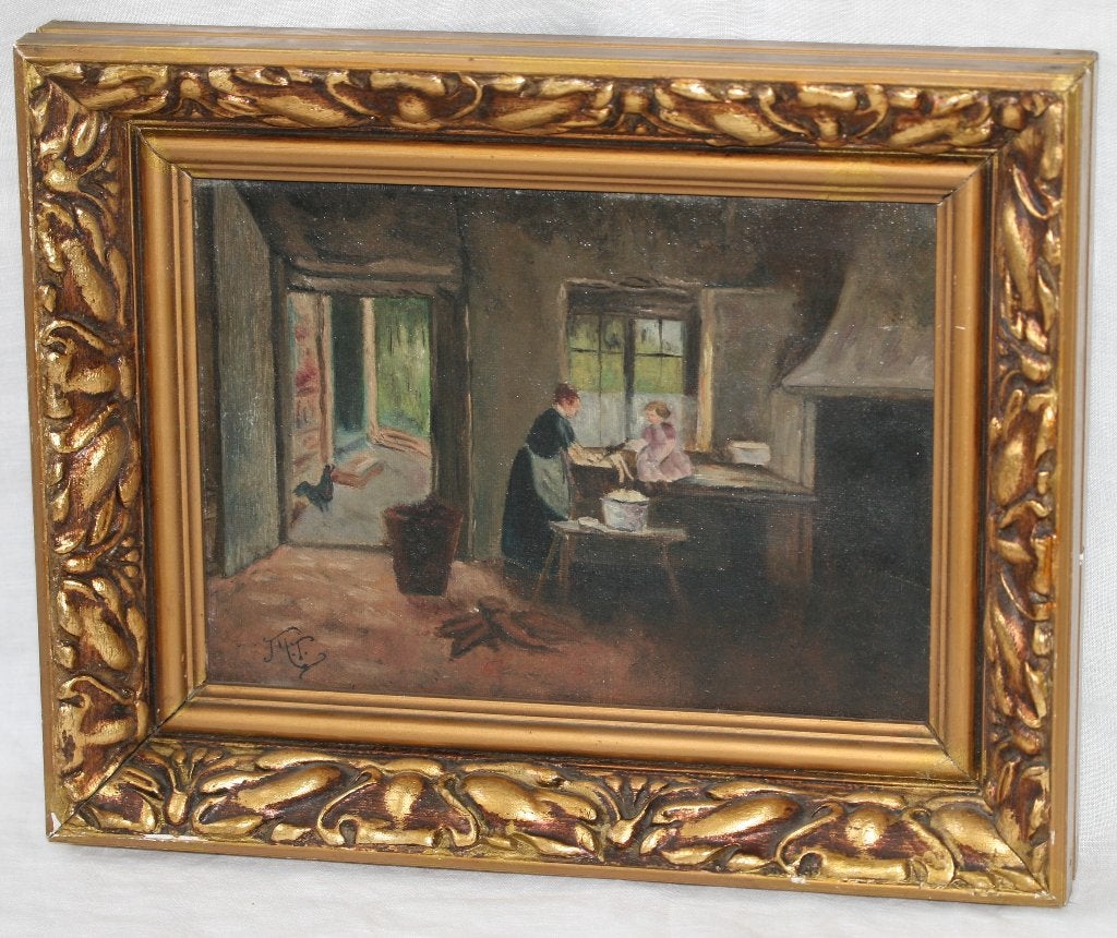 Schilderij Olie op doek  Gesigneerd, Portrait ou Personnes, Enlèvement ou Envoi, Peinture à l'huile, Signé
