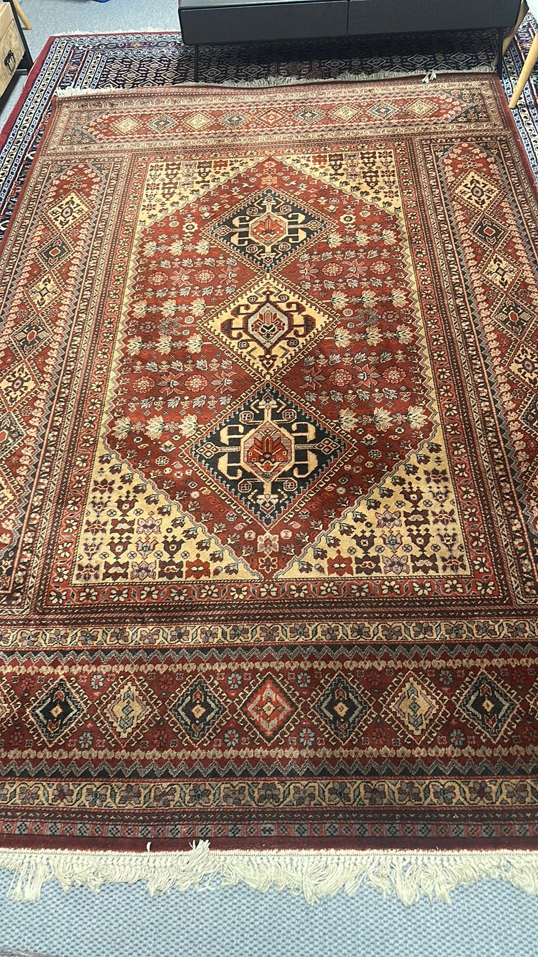 Vintage wollen tapijt 304cm x 201cm, Huis en Inrichting, Ophalen of Verzenden, Zo goed als nieuw
