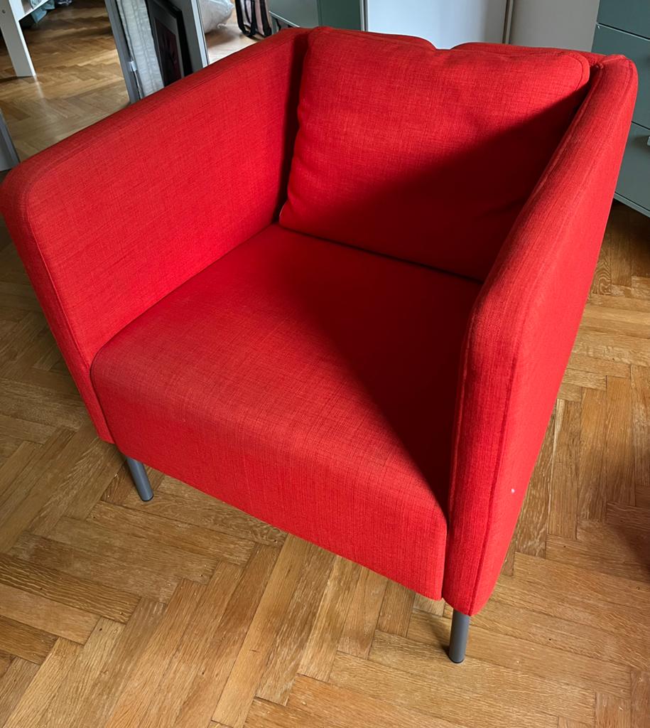 Ikea vintage EKERÖ fauteuil helderrood, Ophalen, Zo goed als nieuw