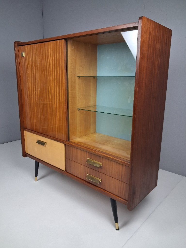 Vintage Vitrinekast / Barkast, Jaren 60, Ophalen, Gebruikt, 100 tot 150 cm, 100 tot 150 cm
