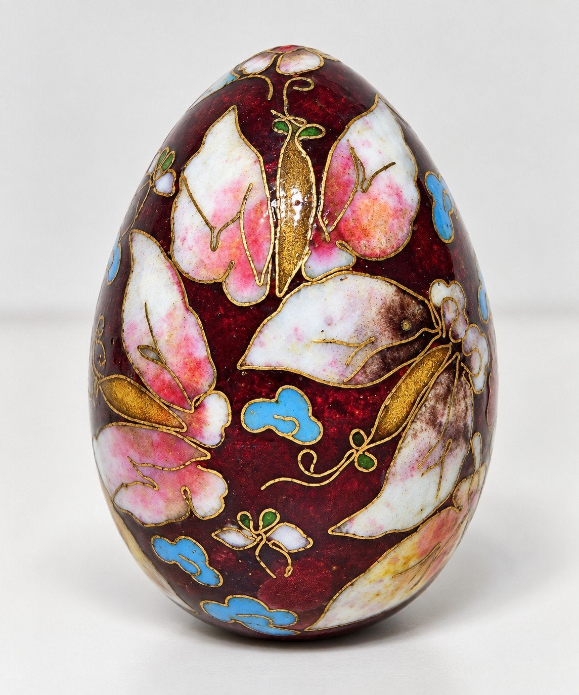 Decoratief cloisonné ei – handbeschilderd met bloemmotieven, Ophalen of Verzenden
