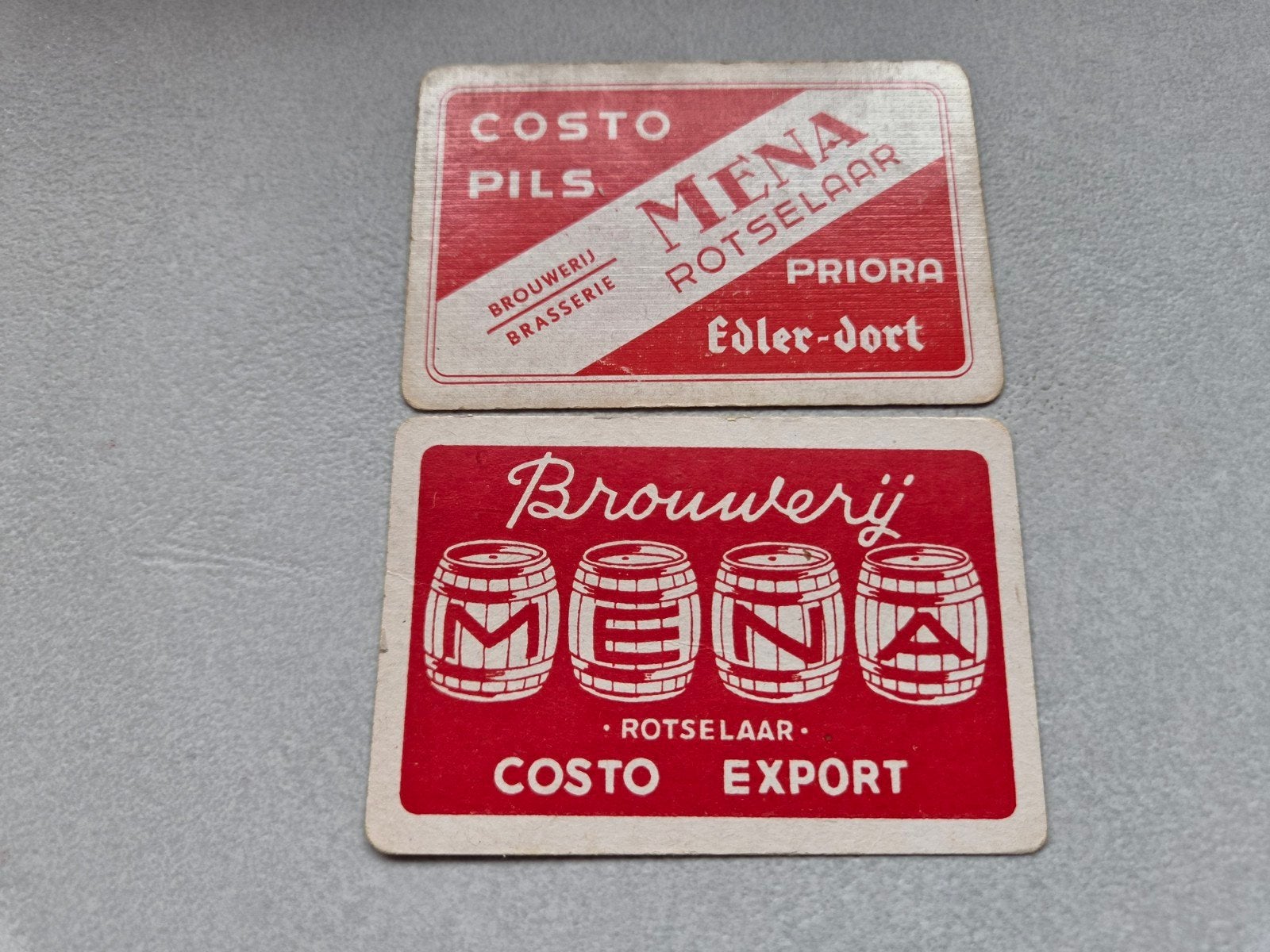 2 speelkaarten brouwerij MENA rotselaar, Collections, Envoi