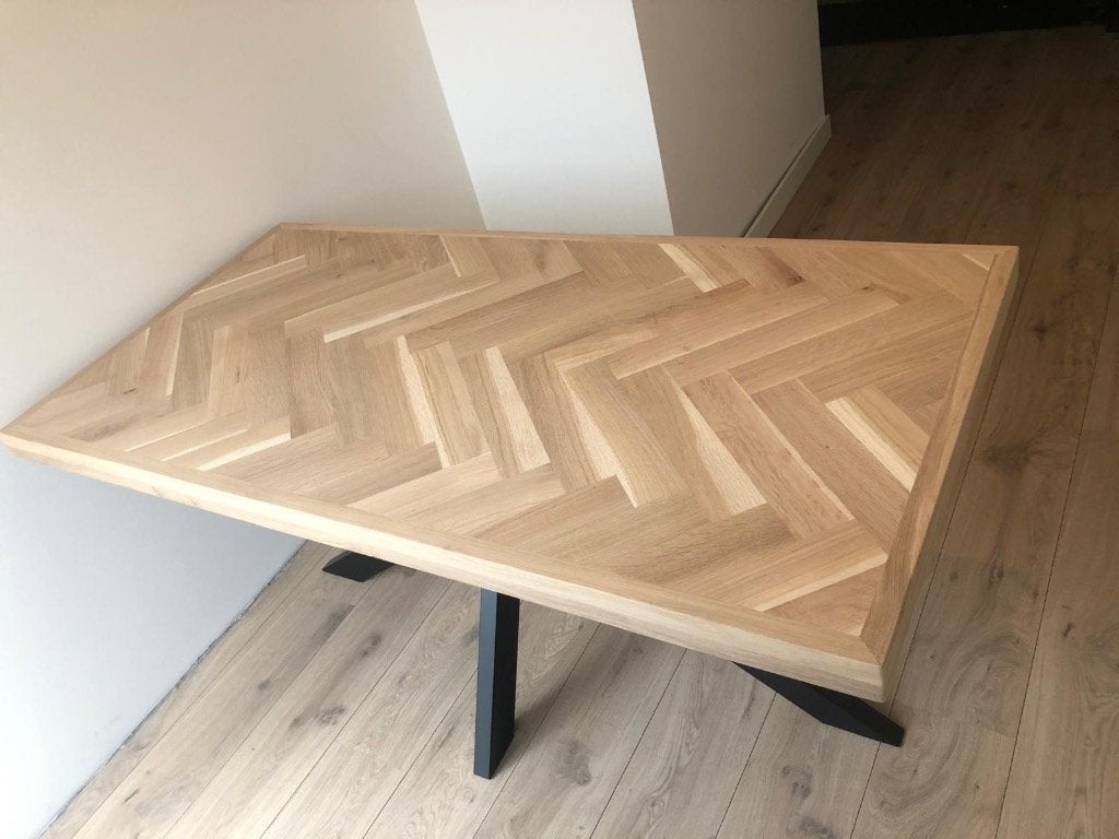 Eiken visgraat eettafel, Huis en Inrichting, Ophalen, 50 tot 100 cm, 150 tot 200 cm, Eikenhout