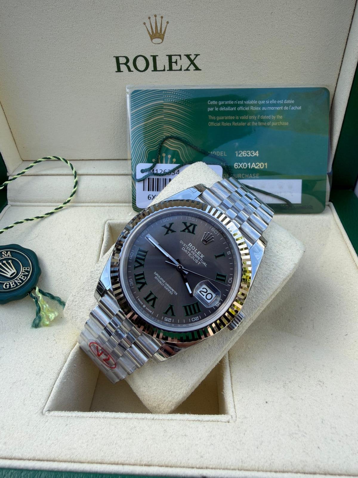 Rolex Datejust Wimbledon Rhodium, Handtassen en Accessoires, Horloges | Heren, Staal, Polshorloge, Nieuw, Ophalen of Verzenden