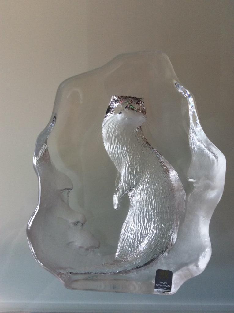 Mats Jonasson  Full Lead Crystal Loutre de mer Sculpture, Antiek en Kunst, Ophalen of Verzenden