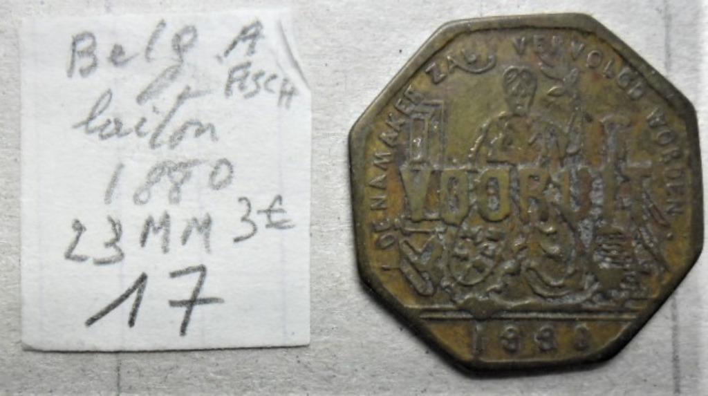 Token 1 BROODKAART 1880 23mm 'GOED VOOR 1 BROOD' voornuit, Ophalen of Verzenden, Overige materialen