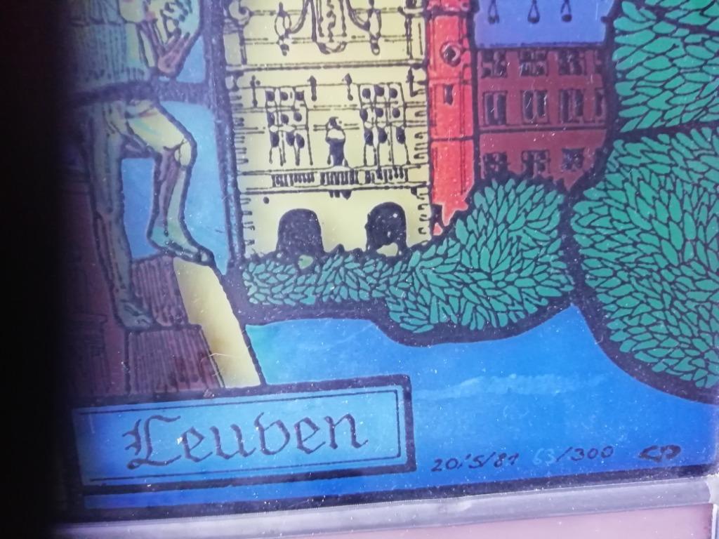 Glasraam van Leuven in lichtbak, Antiek en Kunst, Ophalen