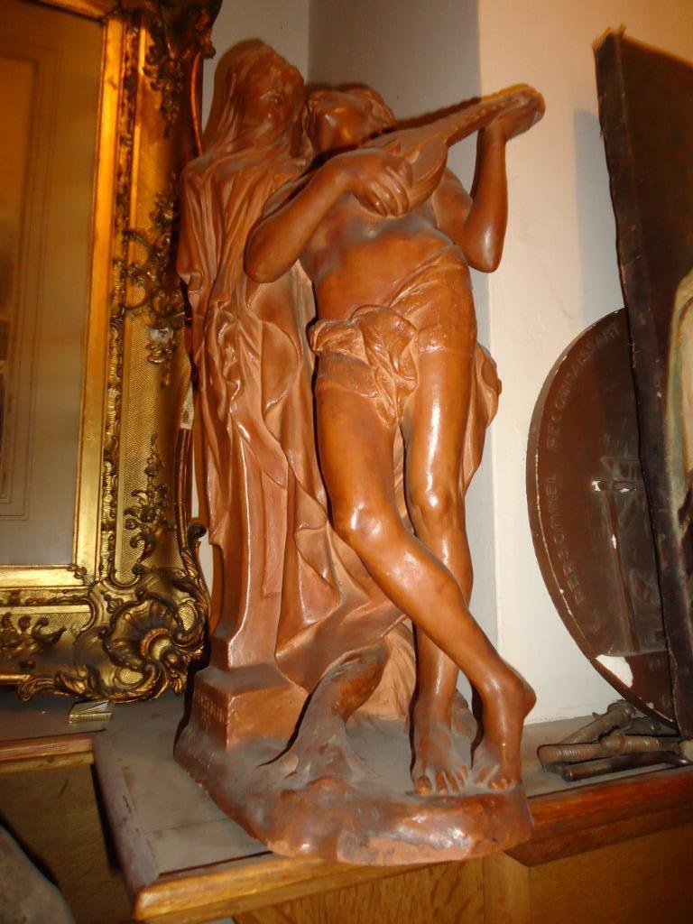 1874 ALBERT DESENFANS Bruxelles terre cuite 'le secret', Enlèvement
